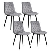 STOL Grå 4-pack sammet metallben - Grå, Trä/Textil (43/86/53.5cm) - Relaxdays