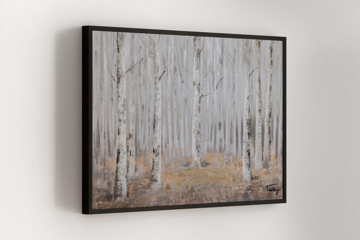 ACRYLBILD HANDGEMALT 90/60 cm - Weiß/Braun, Holz/Textil (90/60cm) - KUNSTLOFT