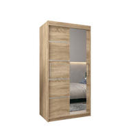 SCHWEBETÜRENSCHRANK 200/100/62 2-türig - Silberfarben/Sonoma Eiche, Holz/Kunststoff (100/200/62cm) - MÖBEL KRYSPOL