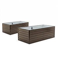 HOCHBEET 190/90/64 cm Holzmaserung (2 Stück) - Naturfarben, Metall (90/64/190cm) - Oxeza