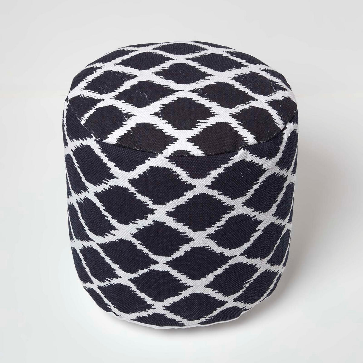 SITZPOUF rund mit Ikat-Muster, 40/40/45 cm - Blau, Textil (45/40/45cm) - Homescapes