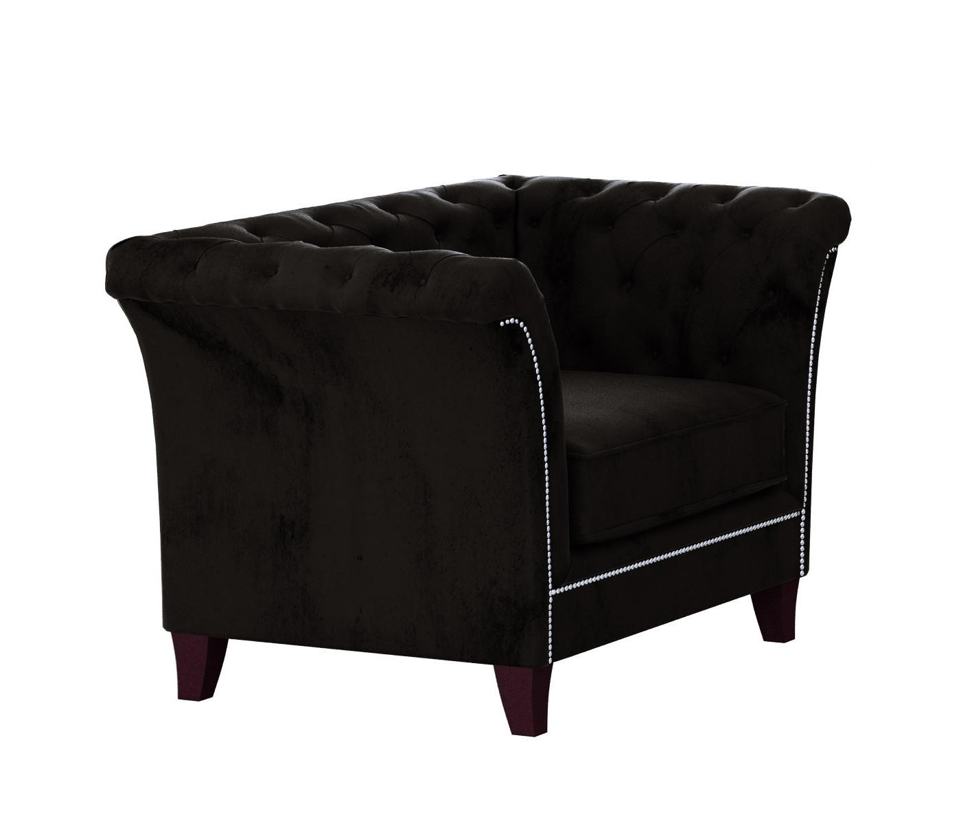CHESTERFIELD-SESSEL Fusion Schwarz Samt - Schwarz/Braun, Holz/Textil (116/75/82cm) - S-Style Möbel