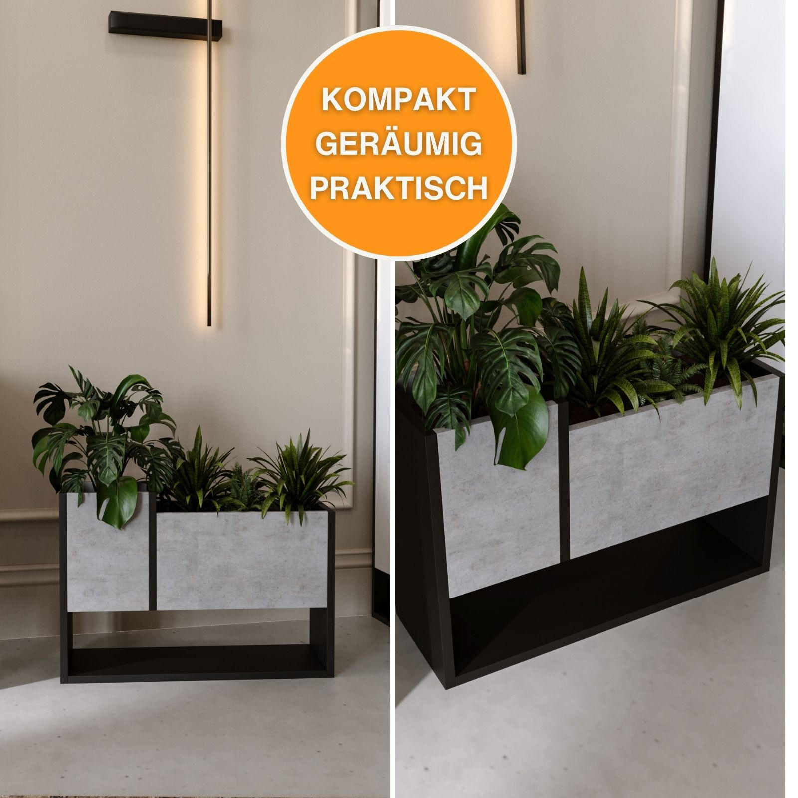 BLUMENKASTEN - Grau, Holzwerkstoff (23/45/65cm) - RAUMHIRSCH FURNITURE