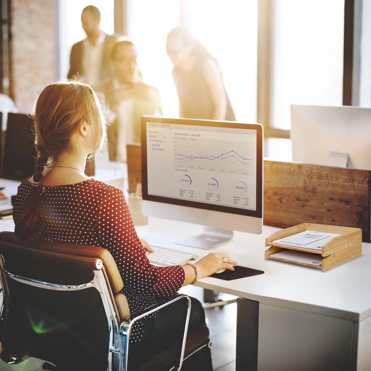 2XZÁSOBNÍK na listy - svetlohnedá, drevo (25/6/33cm) - Relaxdays