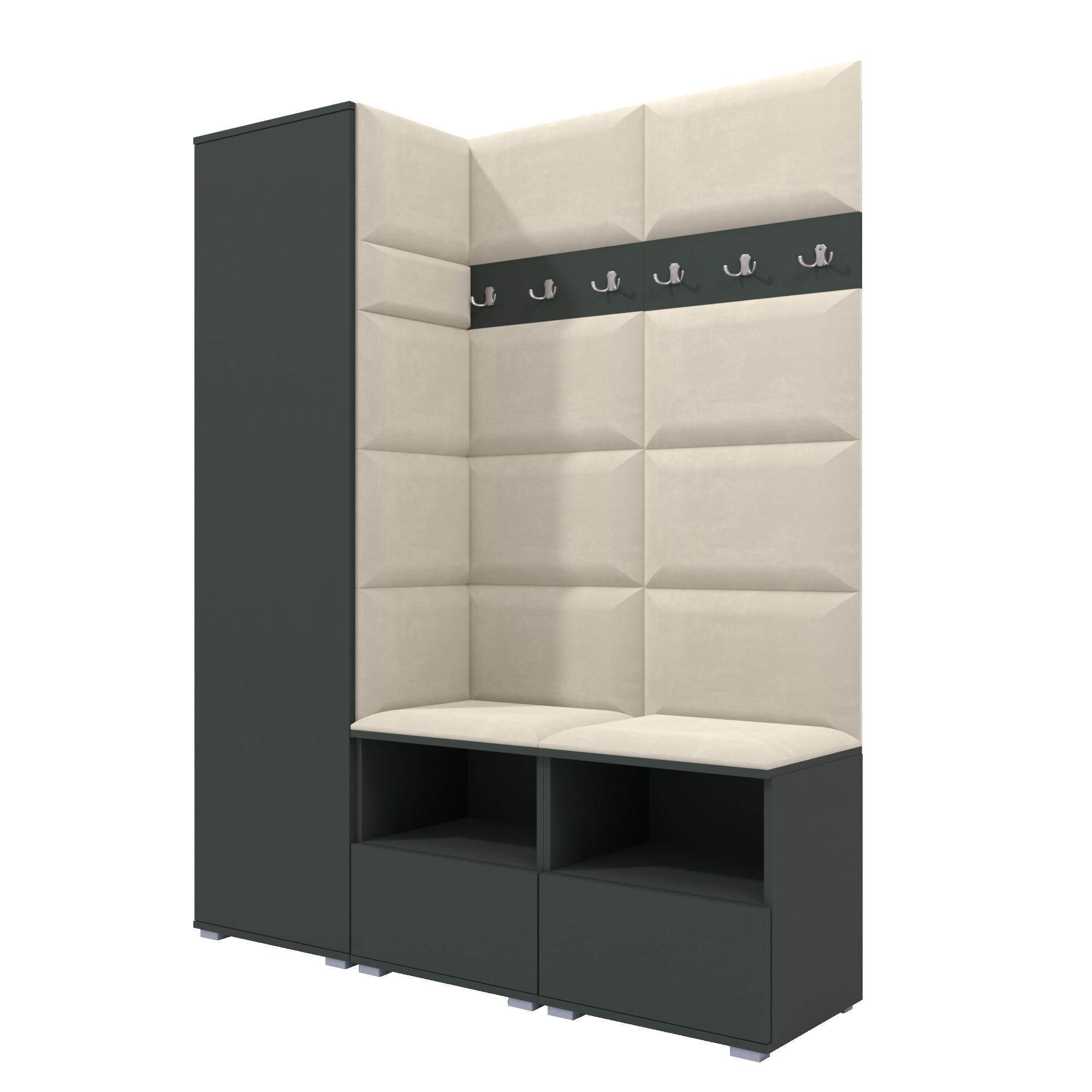 XXXLutz Garderoben-Set Graphit, Creme 150x187x40 cm