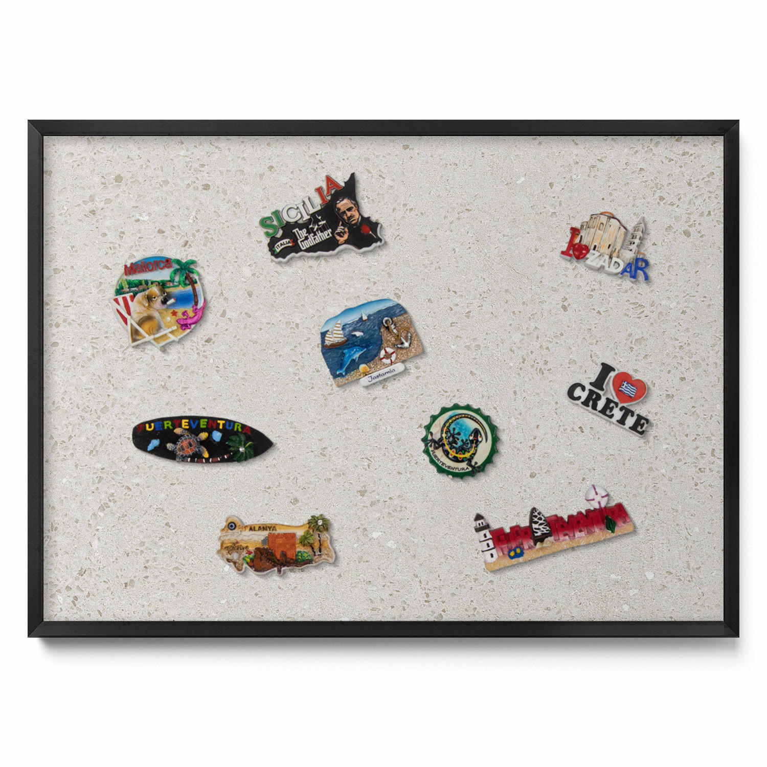 MAGNETTAFEL 70x50 cm Schwarzer Rahmen Helles Steinzeug - Alufarben, Metall (70/50/0.4cm) - TULUP
