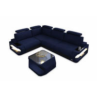 ECKSOFA Siena Dunkelblau Schwarz Mikrofaserstoff - Dunkelblau, Kunststoff (272/272cm)