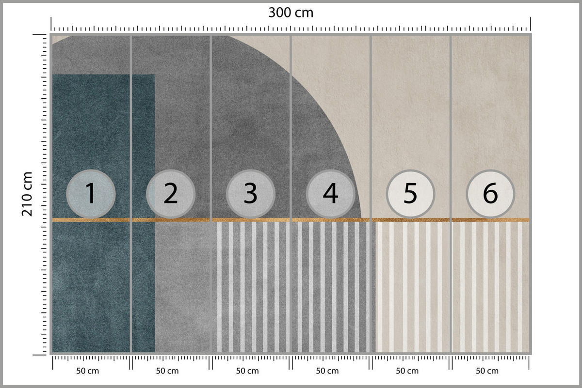 FOTOTAPETE für Wohnzimmer Formen Modernes Geometrisches Muster 300x210 - Beige/Braun, Papier (300/210cm) - Muralo