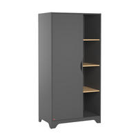 SCHRANK 1 Tür Grau und Holz - Grau, Holzwerkstoff (88.5/189.5/52cm) - Petits-meubles