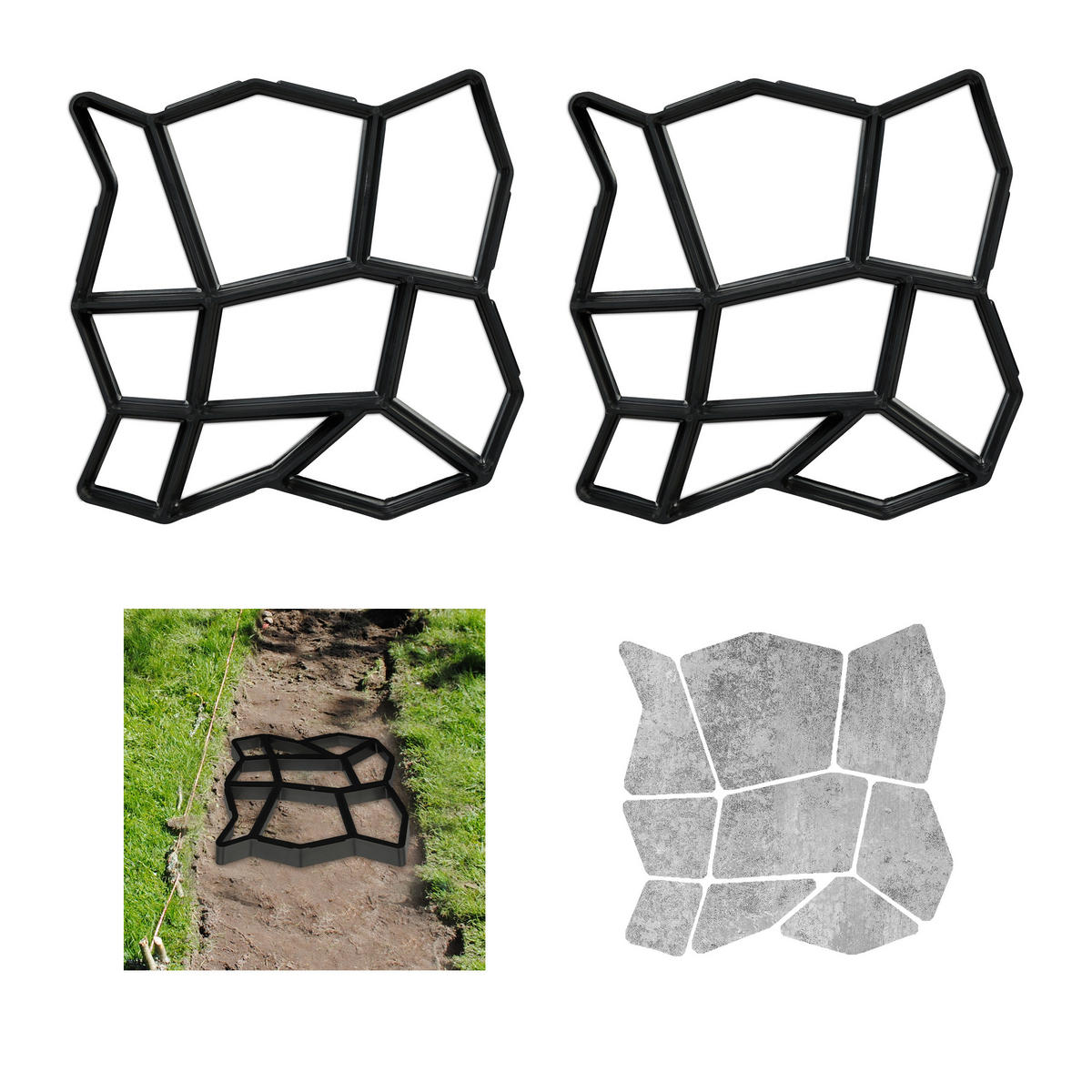2XGEHWEGFORM - Schwarz, Kunststoff (32/4/32cm) - Relaxdays