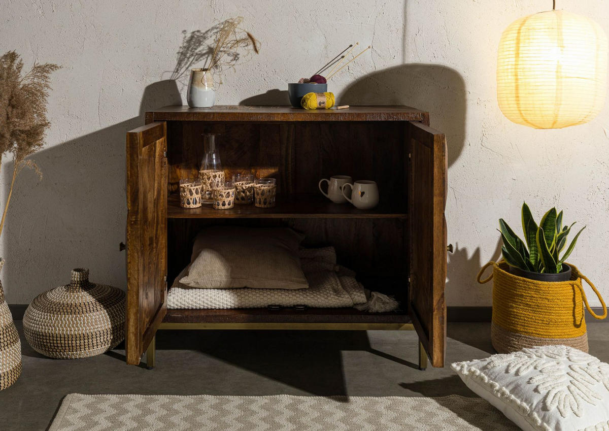 SIDEBOARD Mango 94x46x86 braun lackiert STILMÖBEL #125 - Braun, Holz (94/86/46cm) - Massivmoebel24