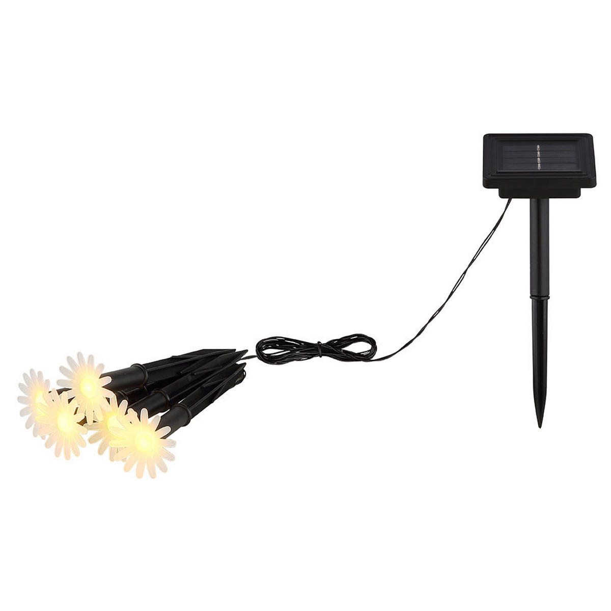 SOLAR-LICHTERKETTE LED Kunststoff Schwarz Blumenform 2er Set - Schwarz, Kunststoff (220/4.8/17.5cm) - Globo Lighting