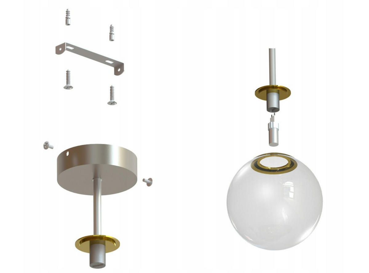 DECKENLEUCHTE ECRU II - Beige/Goldfarben, Glas/Metall (14/14/25cm) - kiki design