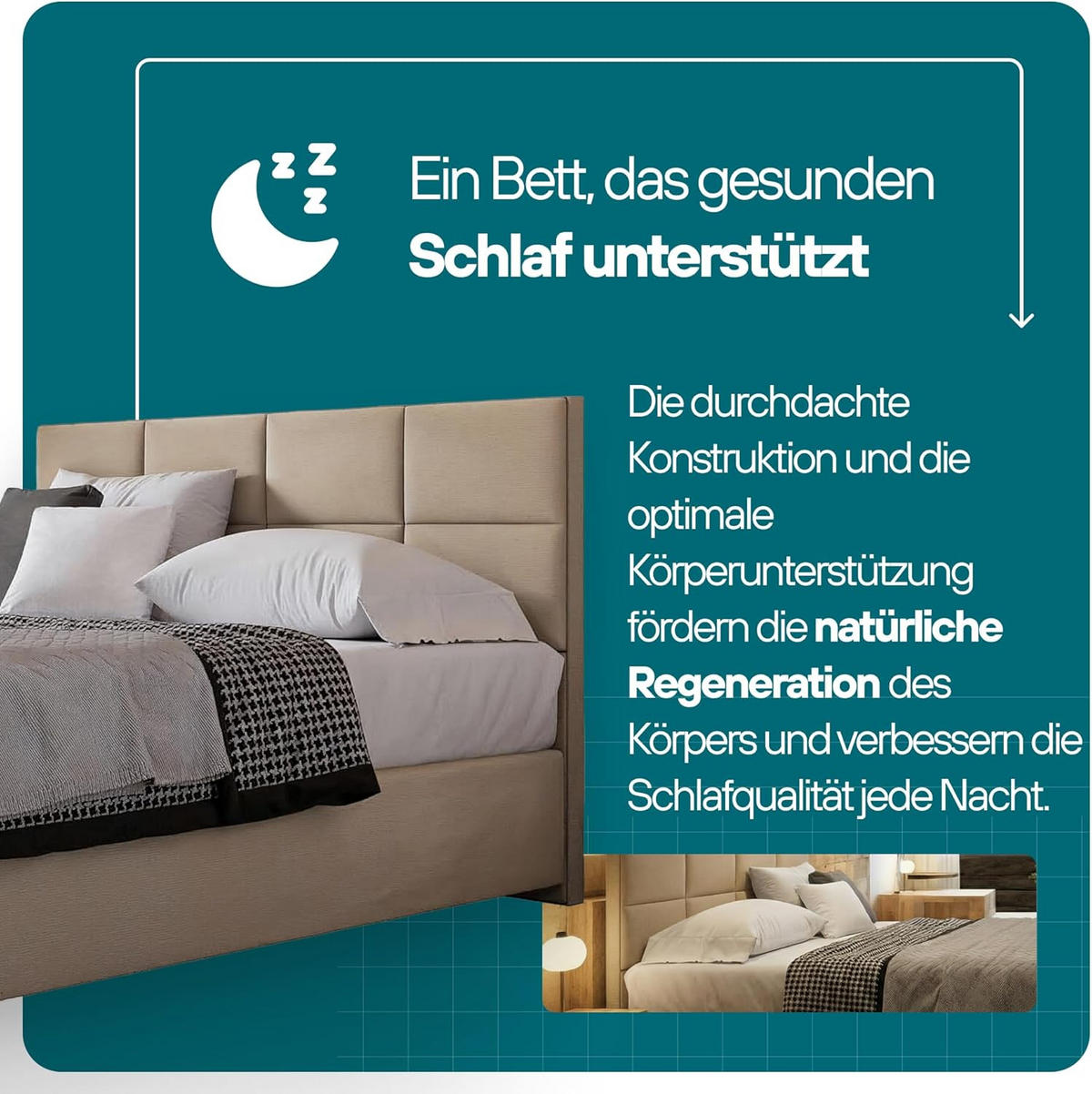 BOXBETT mit Pocket und Bonellmatratze - Mallorca - Sehr Weich Modern Bett ohne Bettkasten - 180x200 cm - Schwarz - Schwarz, Kunststoff (180/200cm) - Trada