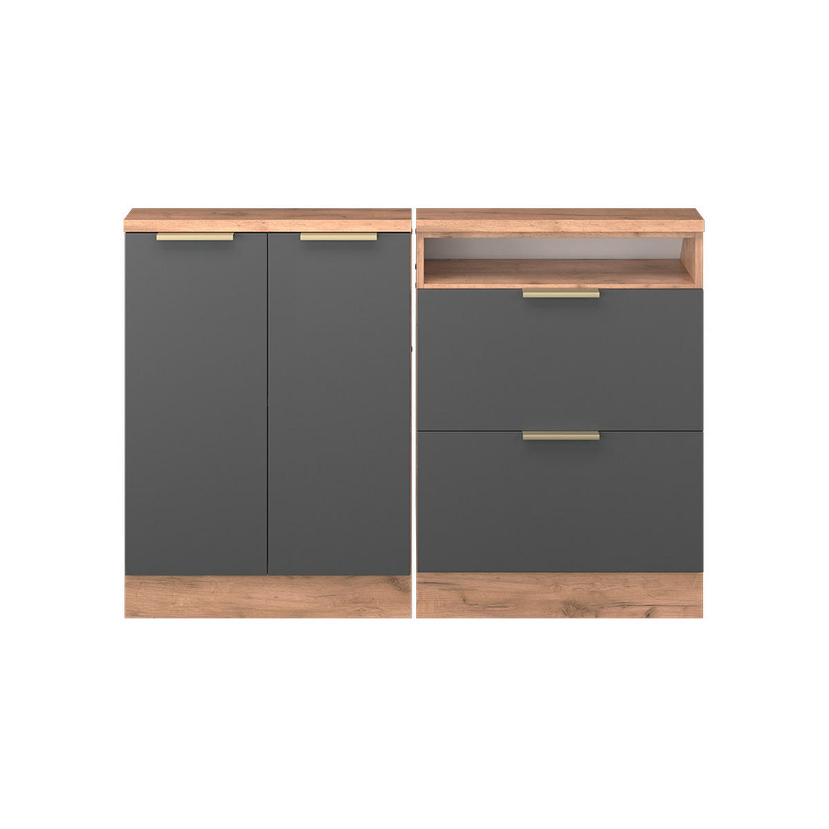 SADA SKŘÍNÍ PRO ŠIKMOU STŘECHU Rion Antracitově zlatý - antracitová, kompozitní dřevo (120/81.6/46cm) - Vicco