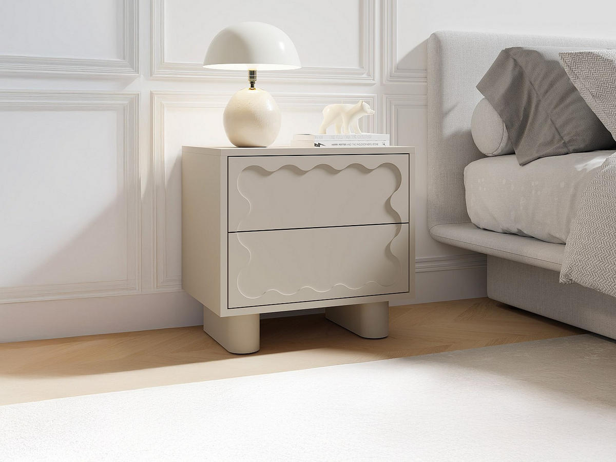 2ER Set Nachttische – 2 Schubladen – MDF – Beige – ANEZA - Beige, Holz (50/48/38cm) - Vente-Unique