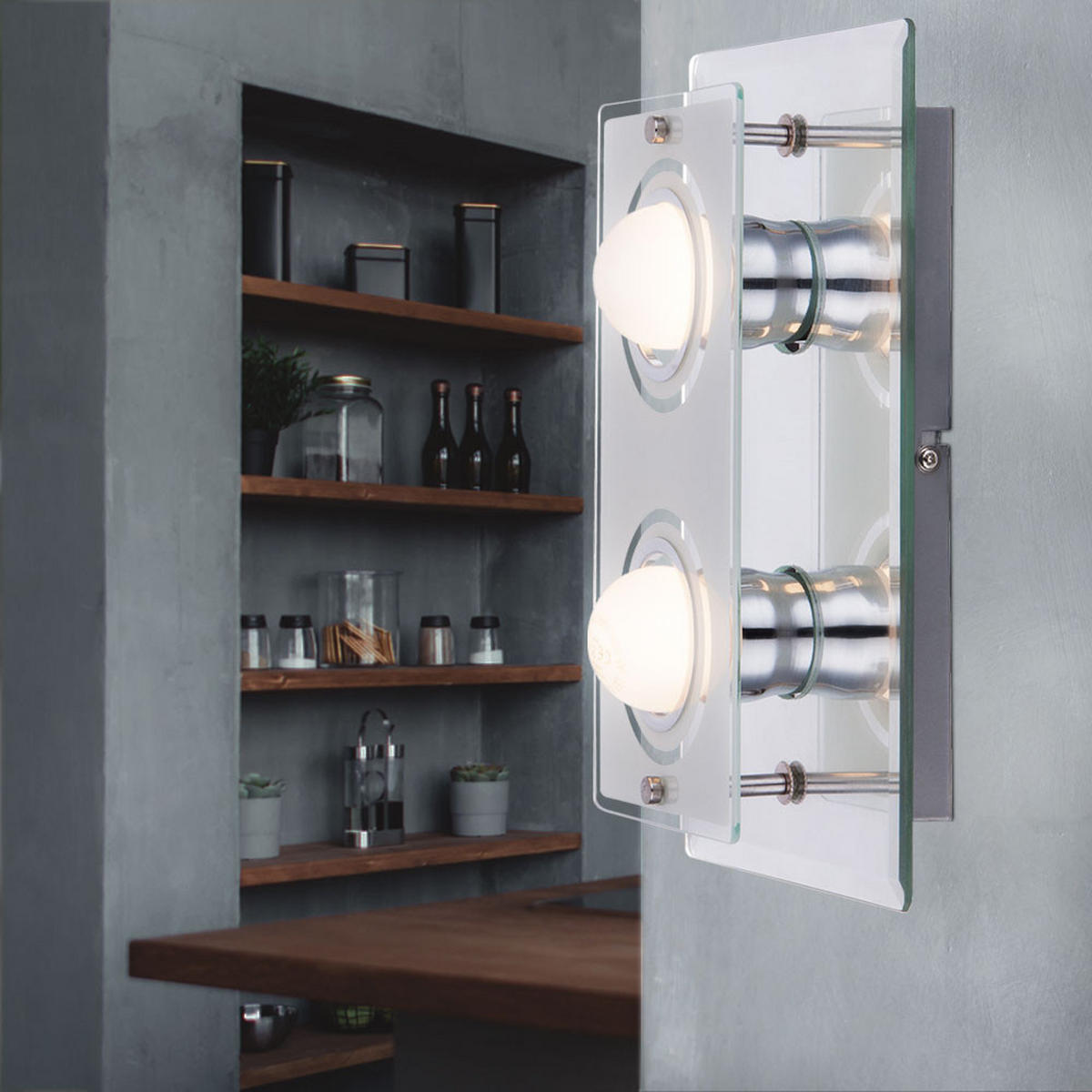 LED WANDLEUCHTE Metall Chrom Silber - Silberfarben, Glas (16/9/27cm)