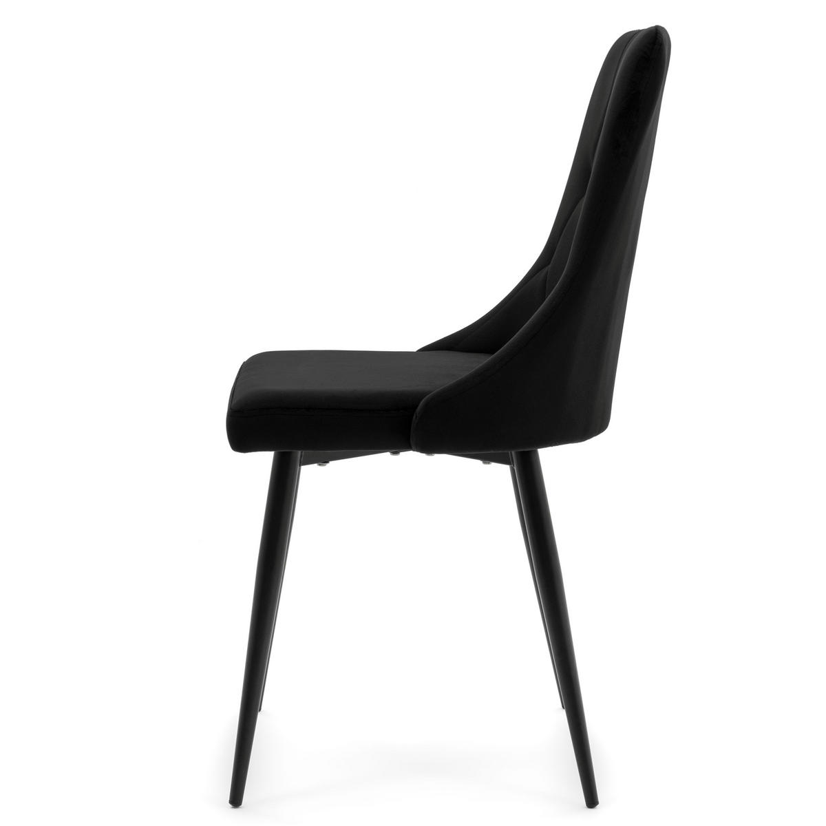 STUHL CAREN gepolstert mit Steppung - schwarz - Samt Velours - Schwarz, Metall (50/94/65cm) - NEW HOME