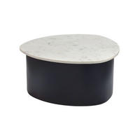COUCHTISCH VIGEVANO, Marmor, handgefertigt, Weiß-Schwarz, 63 x 63 x 30 cm - Schwarz/Weiß, Stein/Metall (63/63/30cm) - KADIMA DESIGN