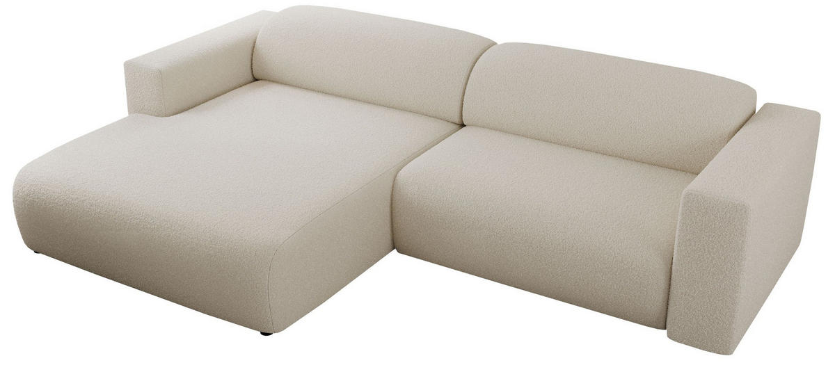 ECKSOFA PASADENA Beige Bouclé - Links Seite - Beige/Schwarz, Kunststoff/Textil (288/180cm) - MKS
