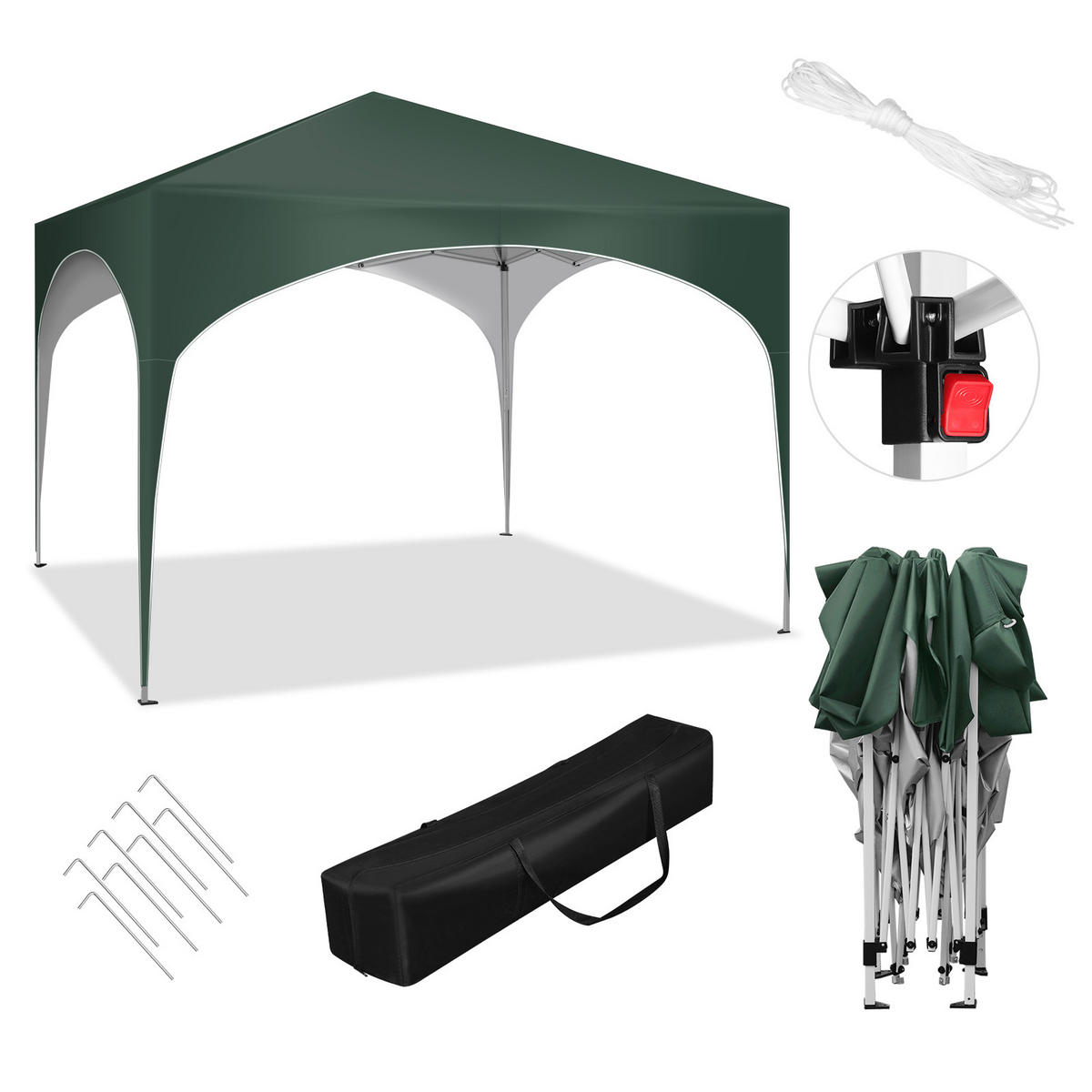 GARTENPAVILLON 3x3 m Metall+Oxford, Grün - Grün, Metall (300/260/300cm) - Kaket