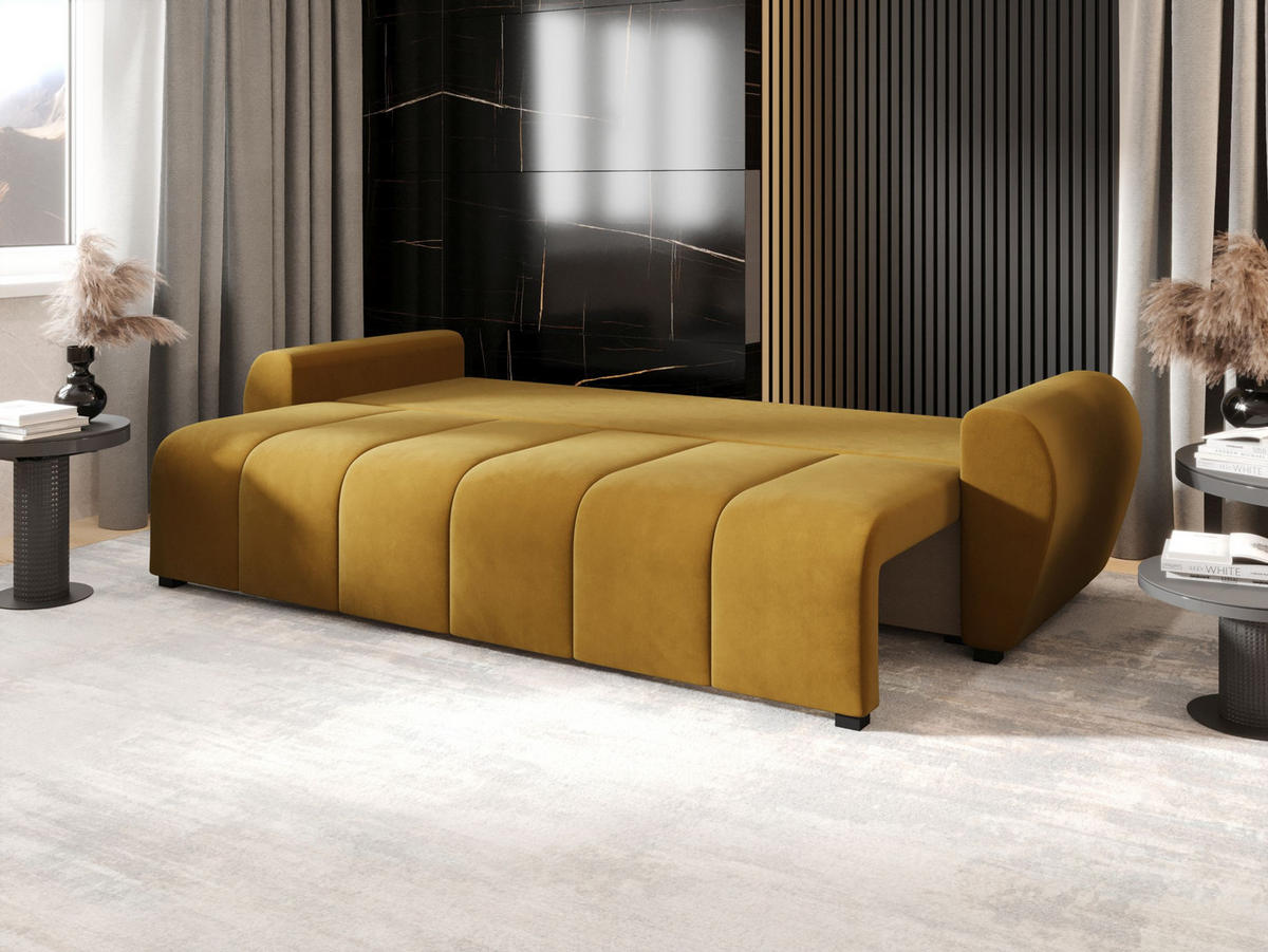 SOFA MOLISA mit Schlaffunktion ITAKA 33 mit Stauraum - Goldfarben, Textil (86/82/246cm) - Bedante