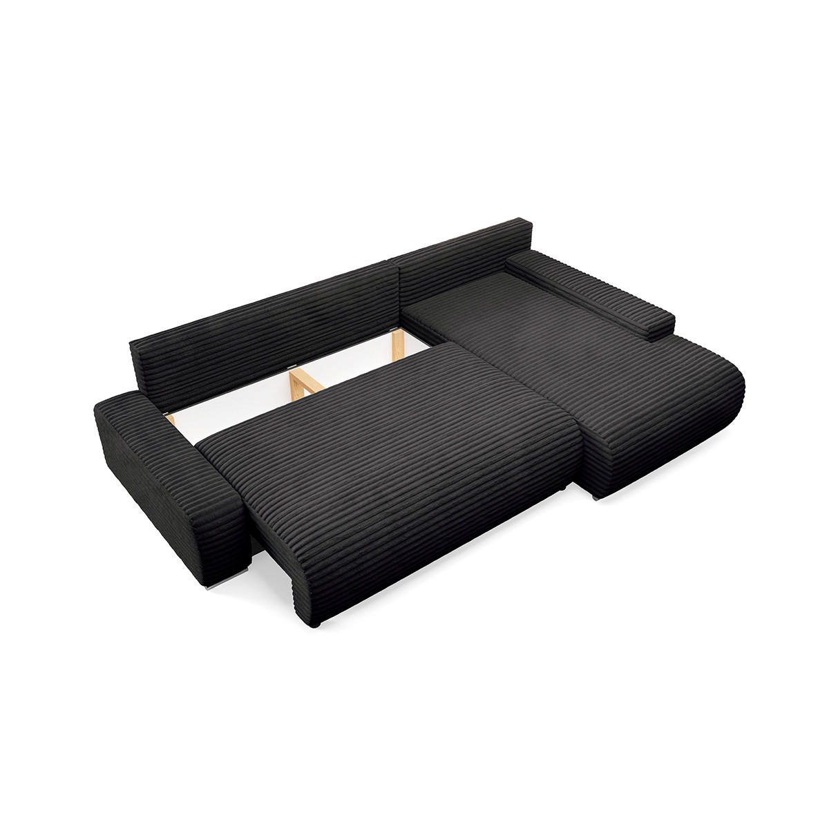ECKSOFA Ivana 3 Sitzplätze Schwarz - Schwarz, Holz (265/172cm) - Petits-meubles