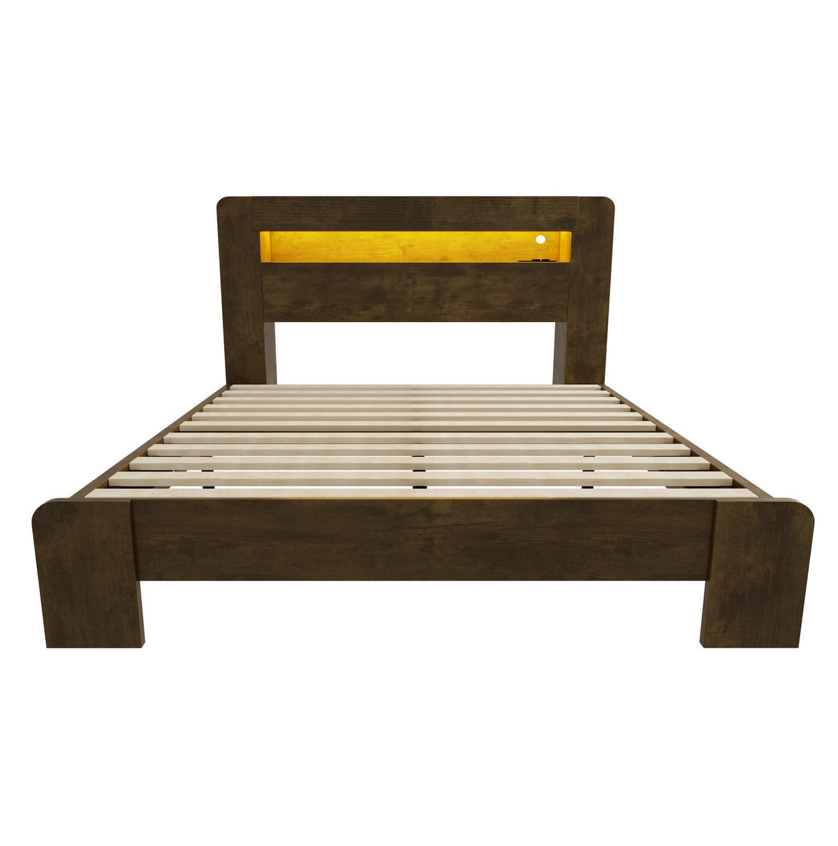 MULTIFUNKTIONSBETT 140x200 cm in Vintage-Holzoptik mit LED-Beleuchtung und Steckdosen - Naturfarben, Holz (140/200cm) - IVMEU