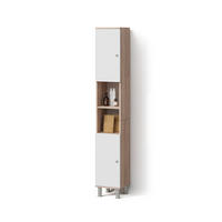 BADSCHRANK Fucino Sonoma 30 x 190 cm - Weiß/Sonoma Eiche, Holzwerkstoff (30/190/30cm) - Livinity®