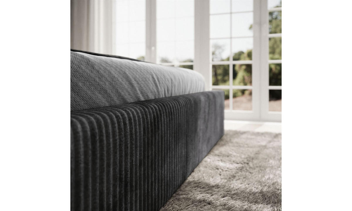 POLSTERBETT TILIA 140x200 cm Tilia 100, 34 Holzlatten, Kopfteil 95 cm - Schwarz, Textil (140/200cm) - Lookway