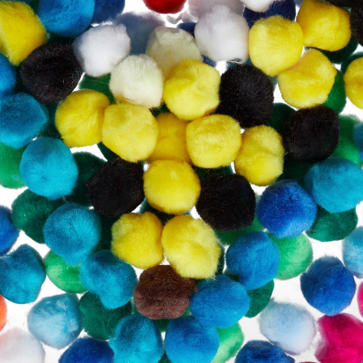 200XPOMPONS - Multicolor, Kunststoff/Textil (2/2/2cm) - Relaxdays
