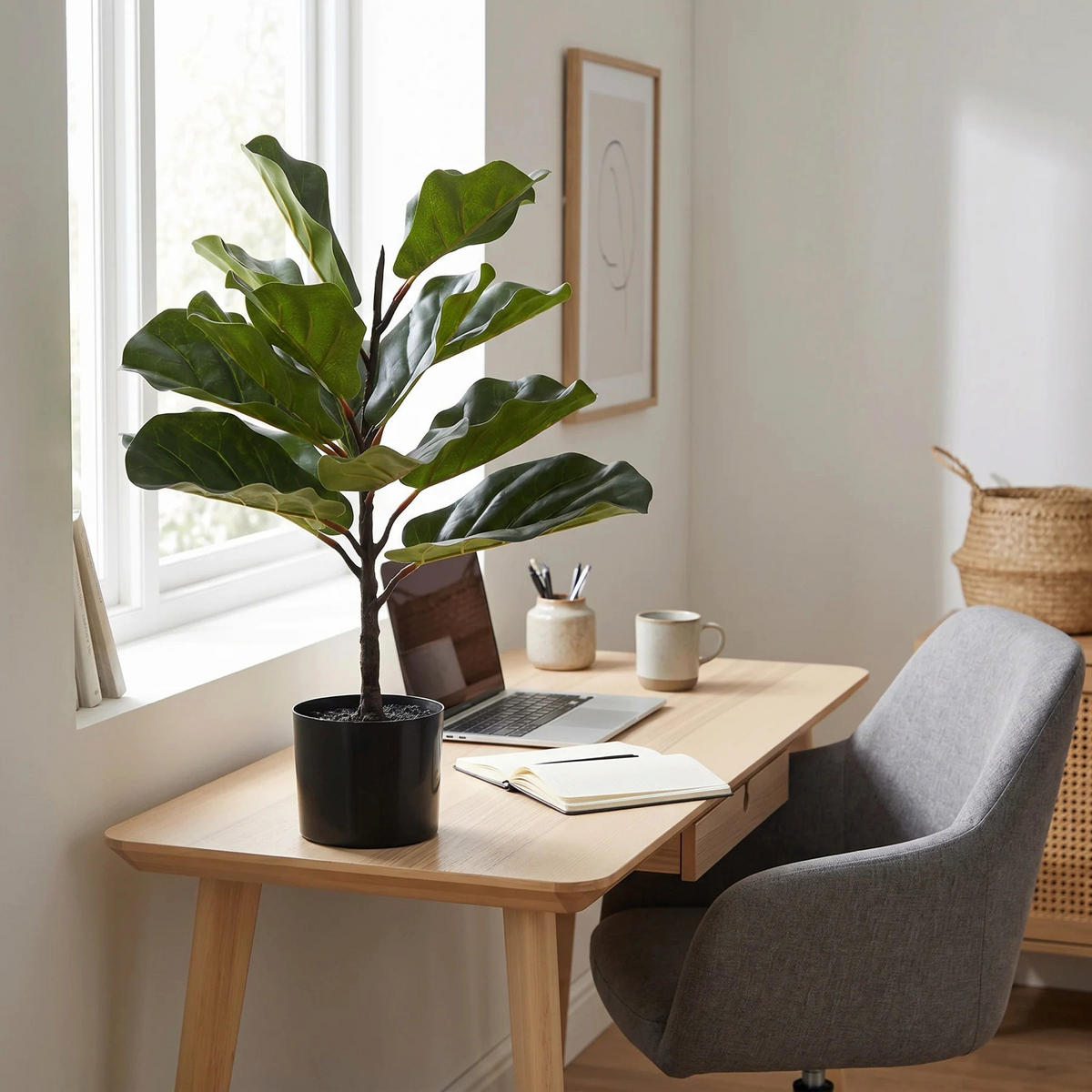 KUNSTBAUM Künstlicher Ficus Lyrata - Luan 60 cm - Grün, Kunststoff (60cm) - aplanta