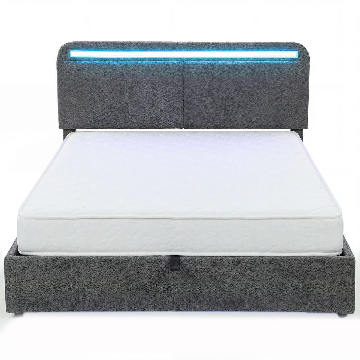 BETT 140x190 cm DE-14653 mit LED-Beleuchtung & verstellbarem Kopfteil Grau - Grau, Textil (140/190cm) - ComfortXL