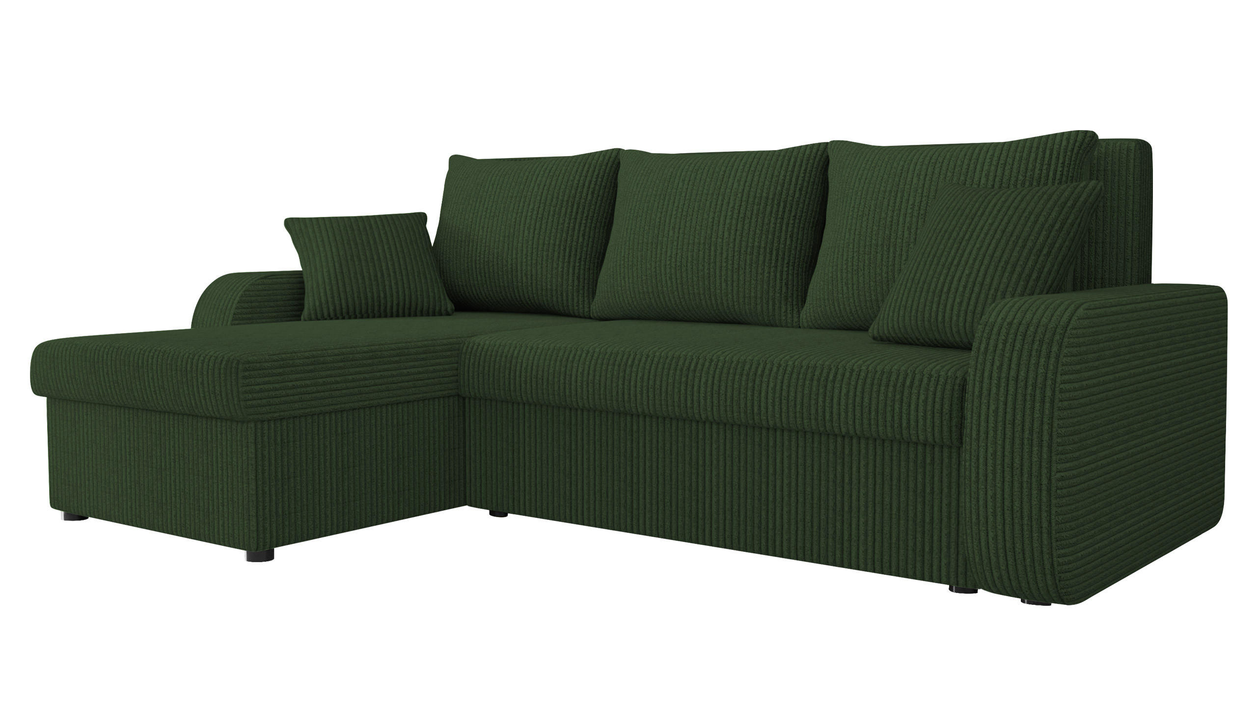 ECKSOFA Kris Cord - Dunkelgrün/Schwarz, Holz/Kunststoff (238/147cm) - MIRJAN24