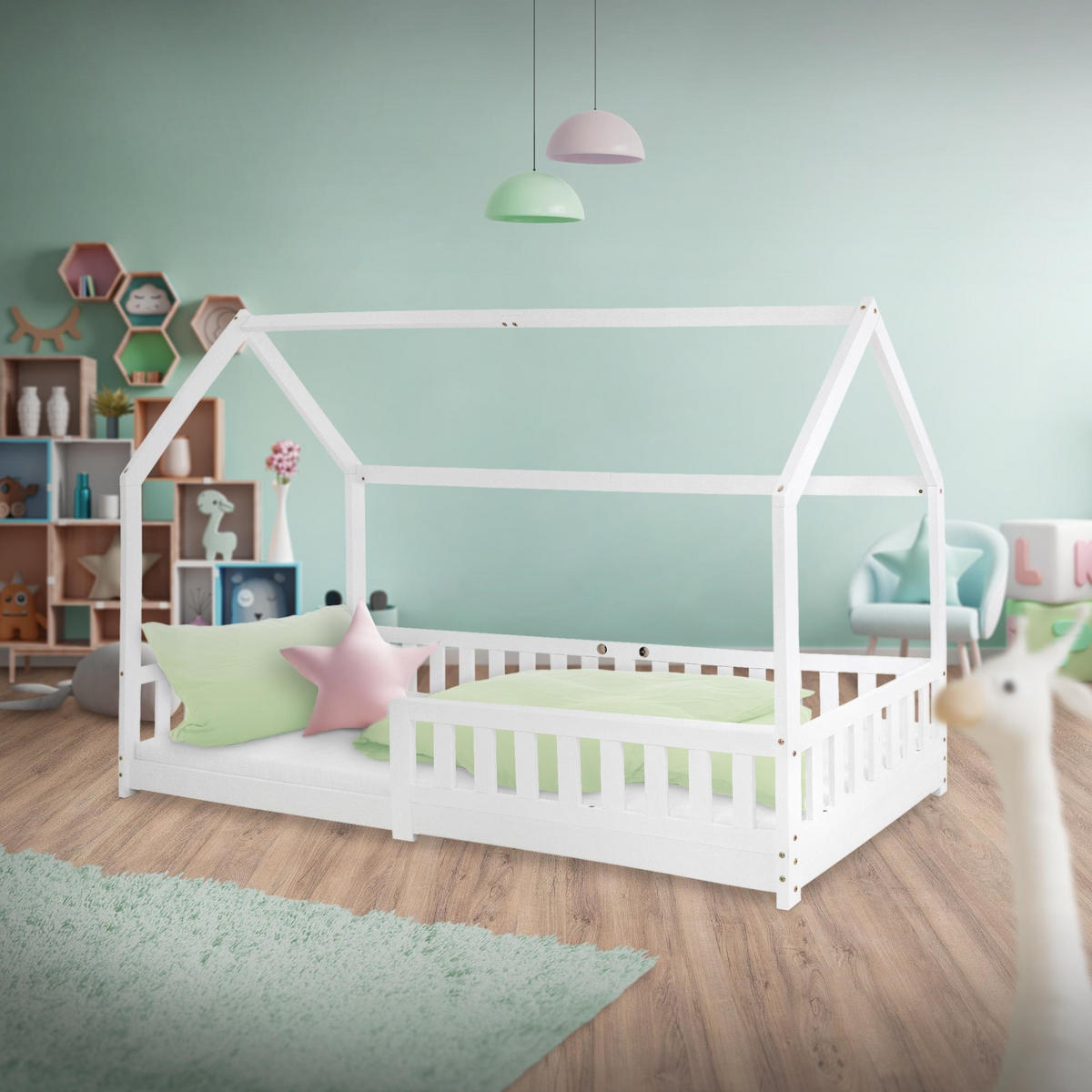 KINDERBETT mit Dach 90x200 cm Weiß - Weiß, Holz (90/200cm) - ML-DESIGN