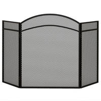 KAMINSCHIRM DE-17041 klappbar 3 Paneele mit Fischgrätmuster Schwarz - Schwarz, Metall (1/60/96cm) - ComfortXL