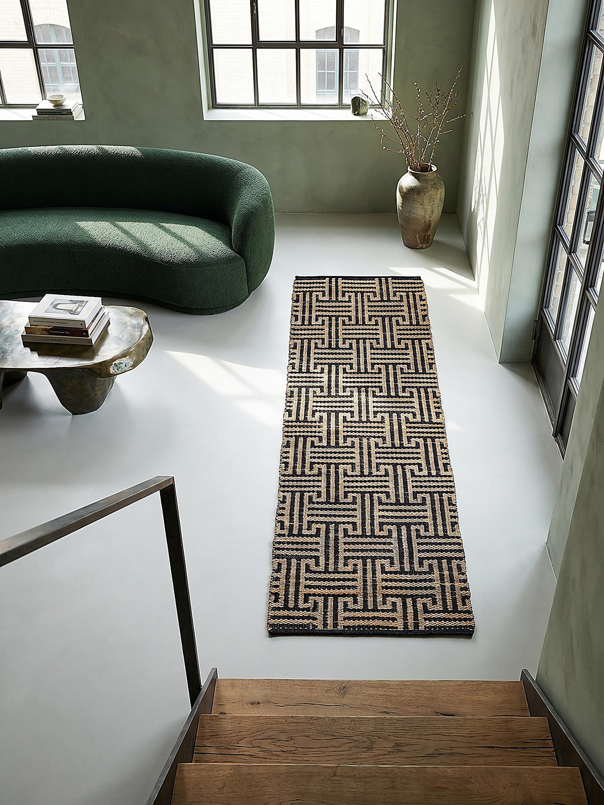 JUTETEPPICH CROFT, geometrisch, Natur-Schwarz, 80 x 230 cm - Braun, Textil (80/230cm) - KADIMA DESIGN
