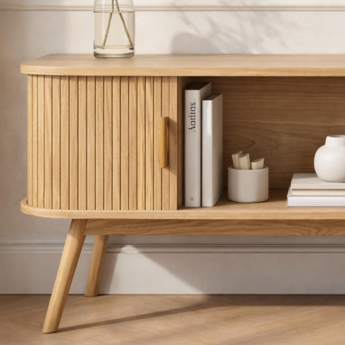 TV-MÖBEL 2 Schiebetüren ernest 39/55/119 cm - Eschefarben, Holzwerkstoff (119/55/46cm) - Calicosy