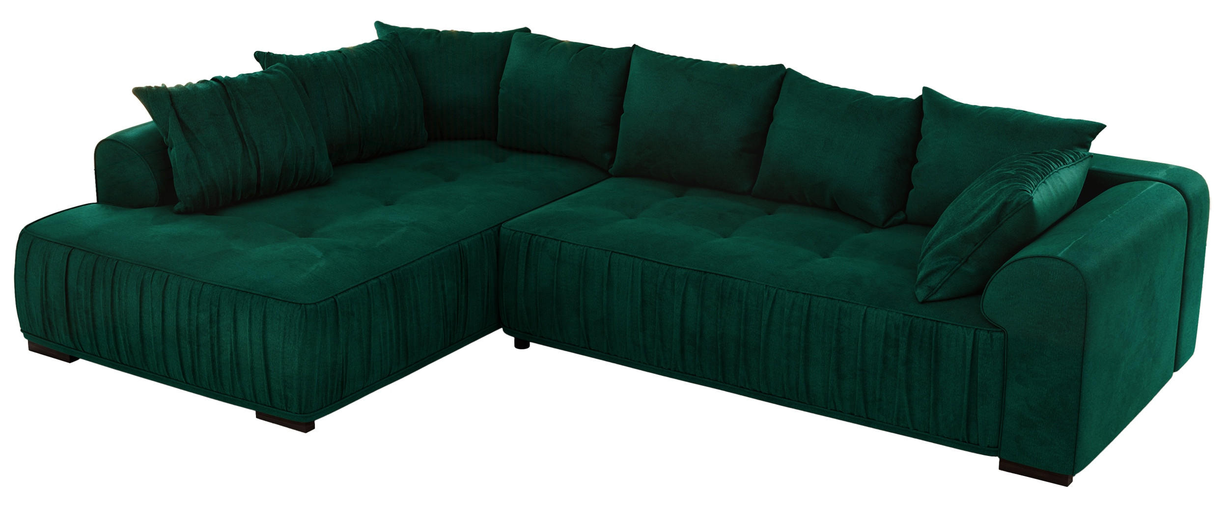 ECKSOFA ORTA Dunkelgrün Velvet - Links - Dunkelgrün/Schwarz, Textil (325/200cm) - MKS