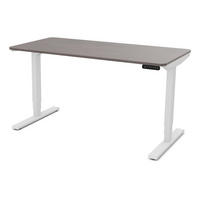 SCHREIBTISCH Elektrisch höhenverstellbarer Schreibtisch Y-Line Curved Sichtbeton Anthrazit Signalweiß 140/70/62-127cm - Schieferfarben/Weiß, Holzwerkstoff/Metall (70/140/127cm) - ASSMANN
