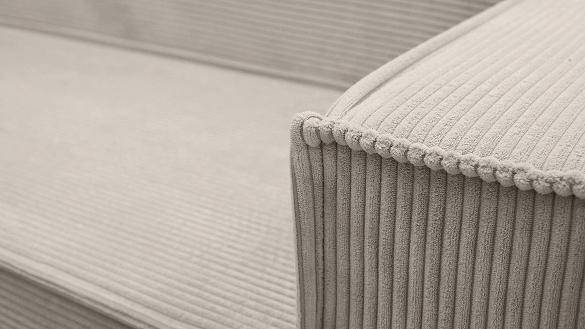 WOHNLANDSCHAFT STYLO U-Form mit Schlaffunktion Bettkasten Cordstoff Poso Beige - Beige, Kunststoff (315/90/215cm) - Wohnideebilder