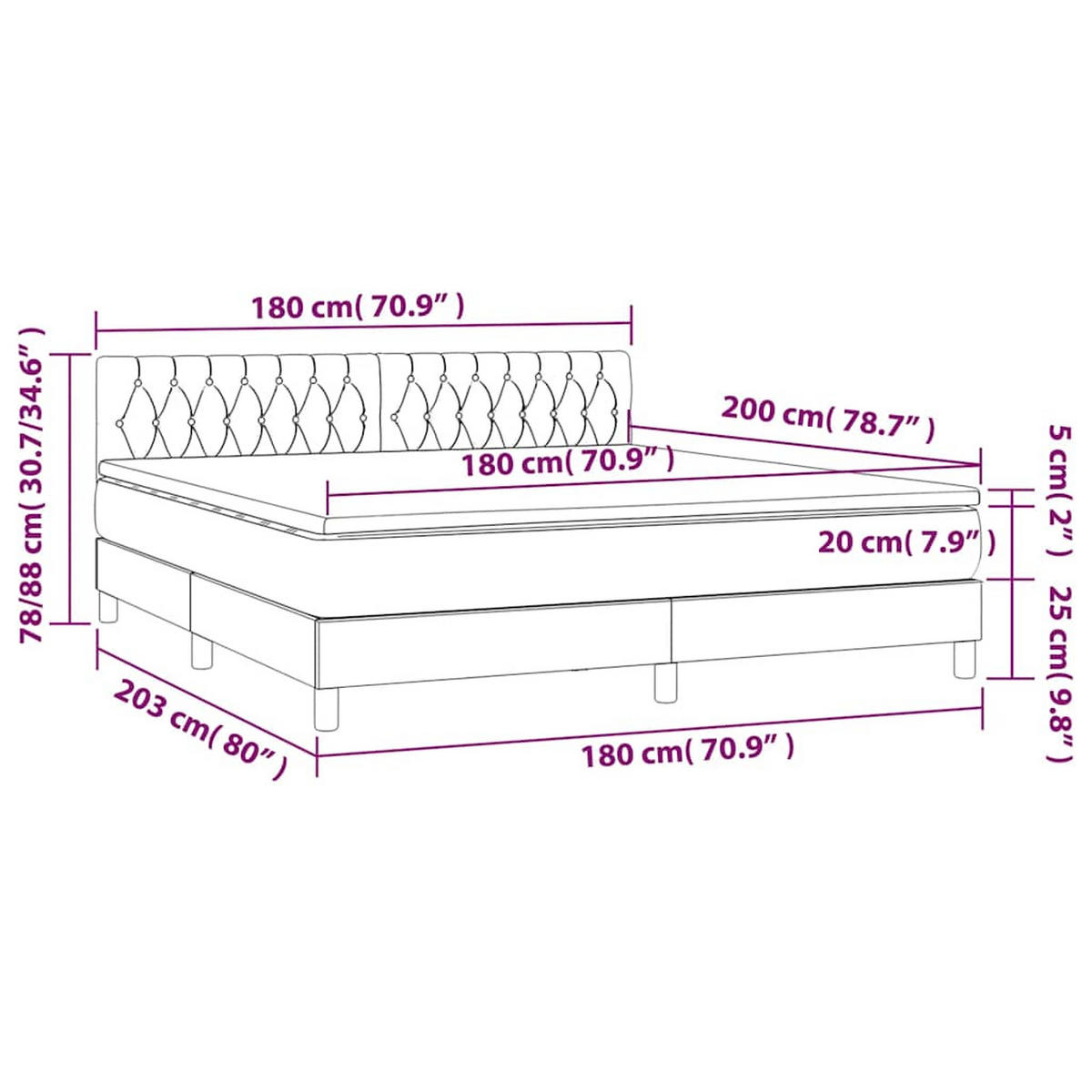 BOXSPRINGBETT Mit Matratze Dunkelgrün 180/200 Cm Samt - Grün, Textil (180/200cm) - vidaXL