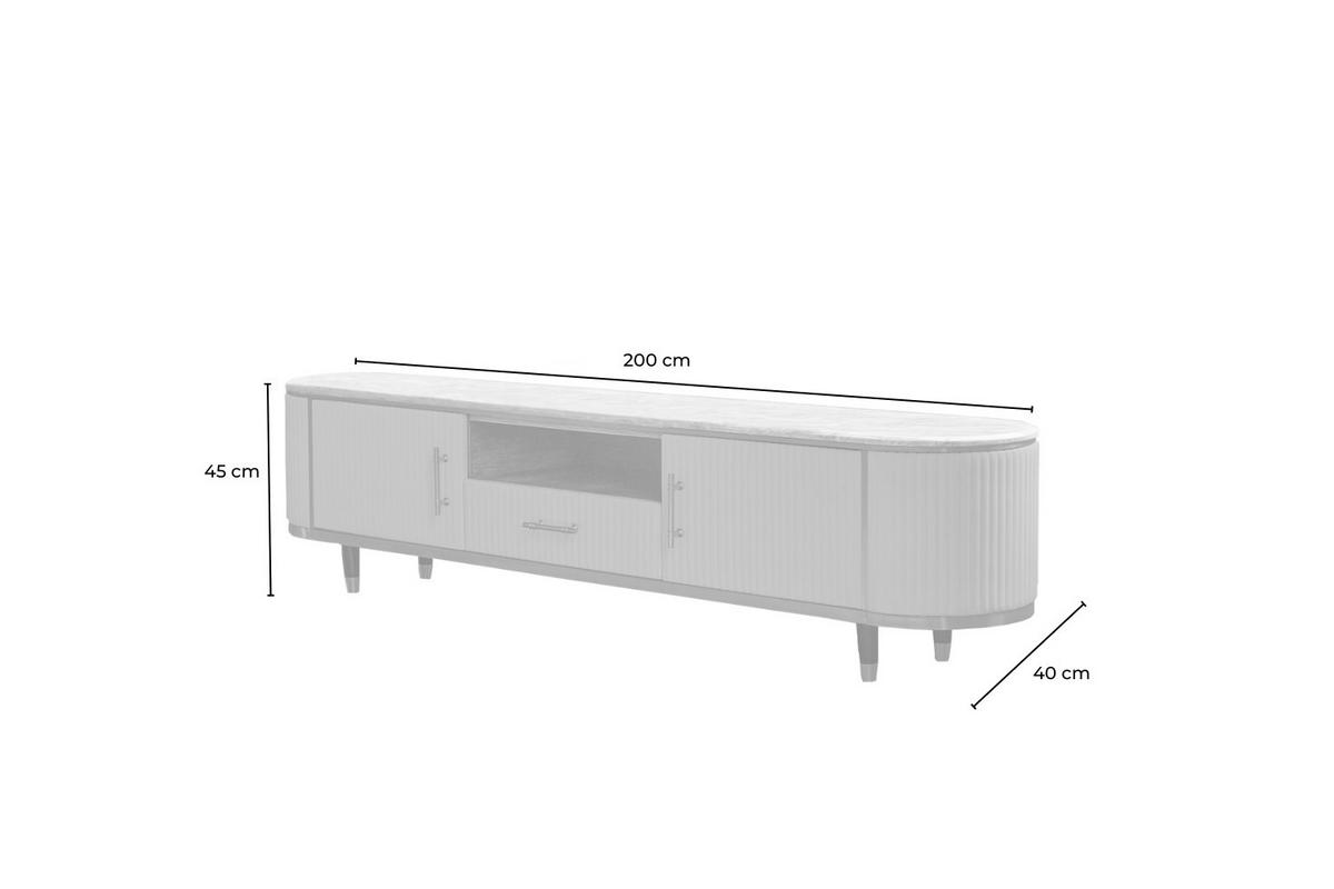 LOWBOARD MARIA Grau Kunstleder - Schwarz/Grau, Kunststoff/Metall (200/45/40cm) - KAWOLA