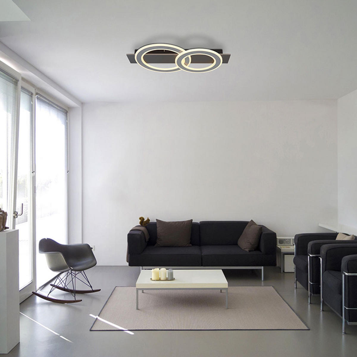 LED DECKENLEUCHTE JAYDEN Schwarz Grau Gebürstet - Schwarz, Metall (63/35/7cm) - Globo Lighting