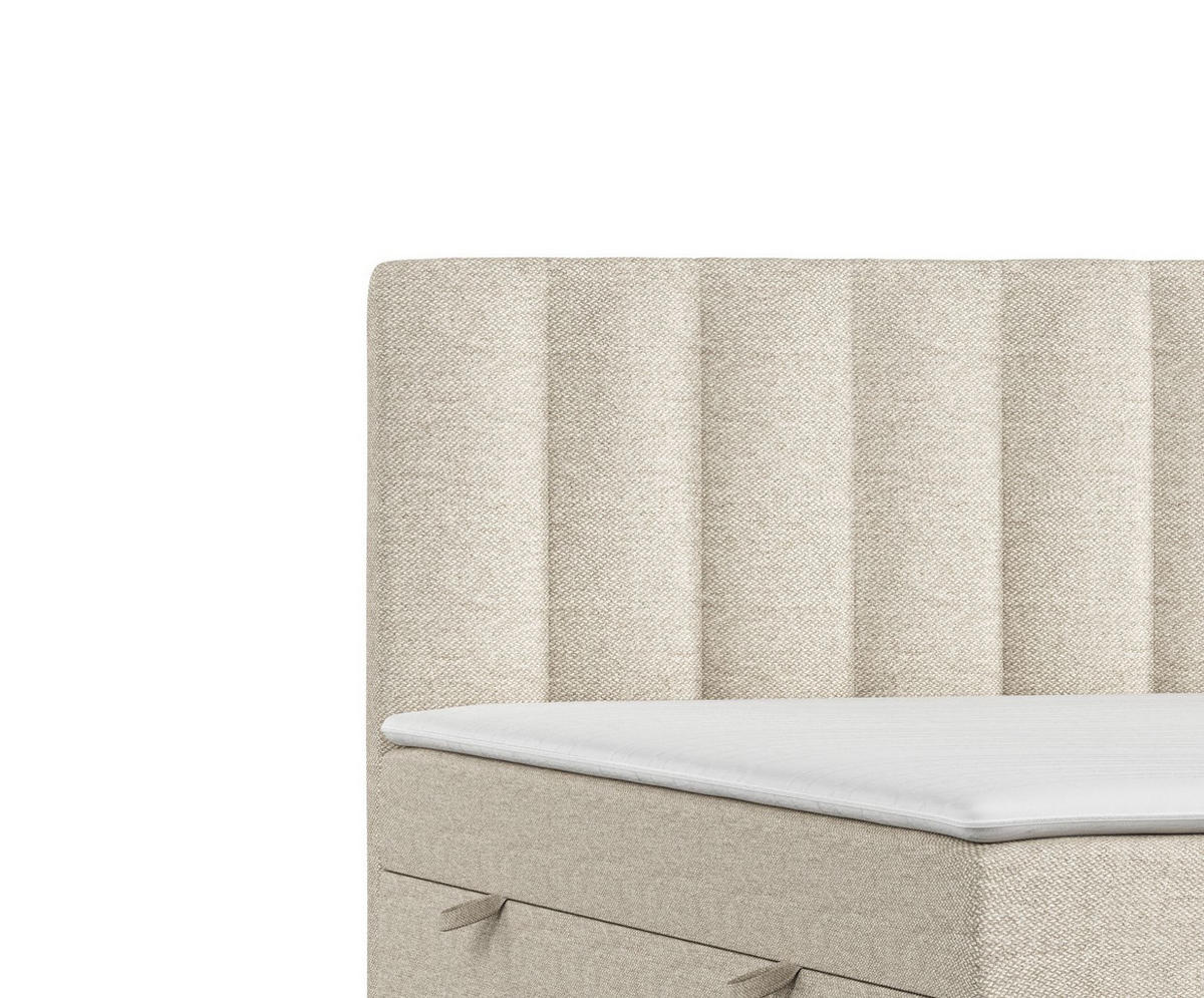 BOXBETT Novento Beige 180/200 cm mit Matratze und Topper - Beige/Schwarz, Holz/Holzwerkstoff (180/200cm) - Maison de Reve