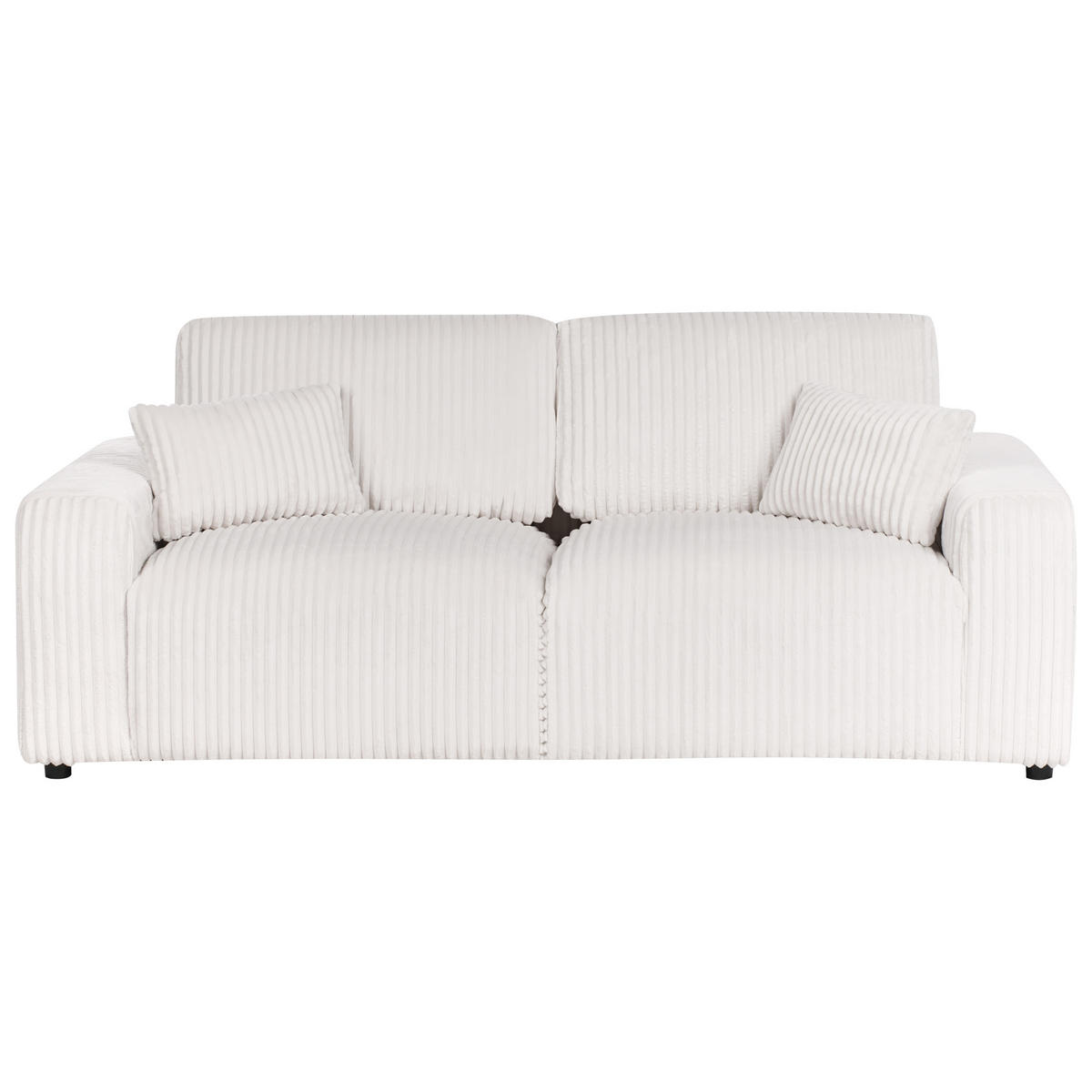 3-SITZER-SOFA Cord Cremeweiß Sandora - Creme, Textil (216/87/98cm) - Beliani