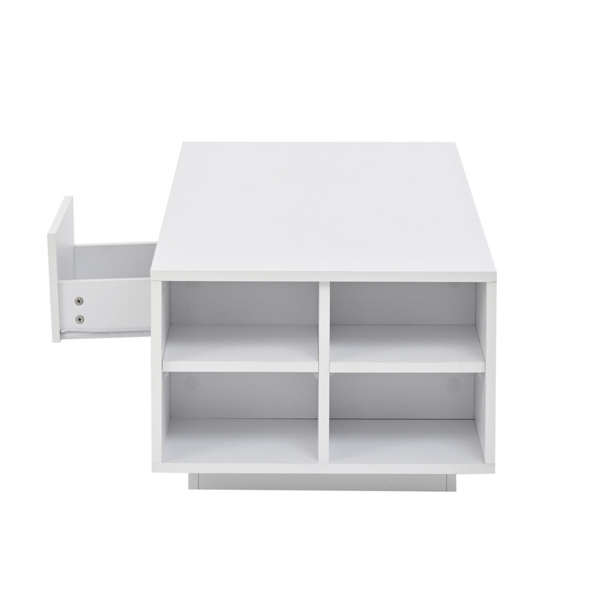 COUCHTISCH 100/50/36 cm weiß aus Spanplatte mit Schublade und LED - Weiß, Holzwerkstoff (100/50/36cm) - OKMYHOME