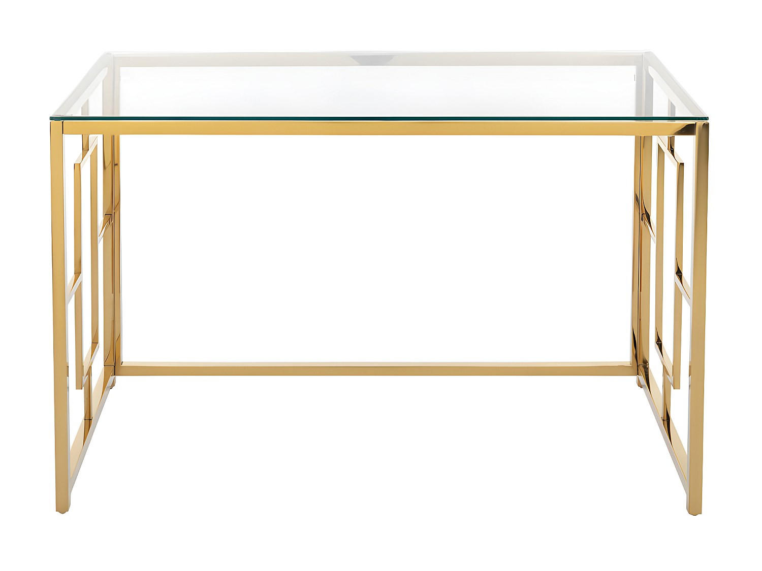 SCHREIBTISCH - 120 cmcm x 60 cmcm - Glas - Goldfarben - CLOTILDE - Goldfarben, Glas (60/120/75.6cm) - Vente-Unique