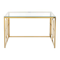 SCHREIBTISCH - 120 cm x 60 cm - Glas - Goldfarben - CLOTILDE - Goldfarben, Glas (60/120/75.6cm) - Vente-Unique