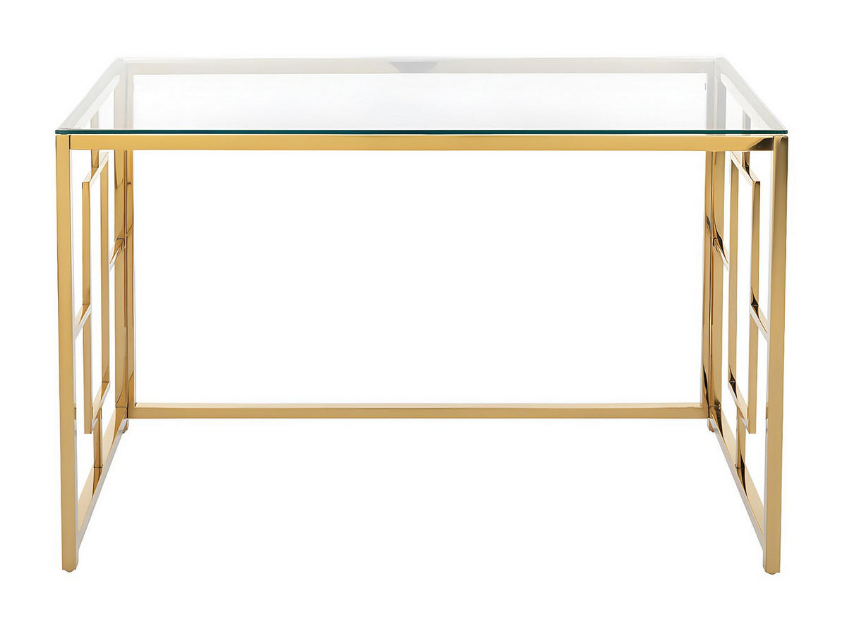 SCHREIBTISCH - Glas & Stahl - Goldfarben & Transparent - CLOTILDE - Goldfarben, Glas (120/60/75.6cm) - Pascal Morabito